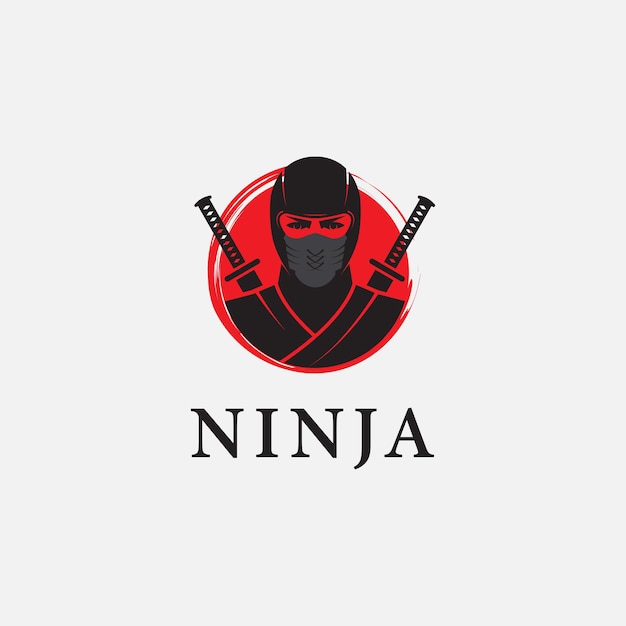 Ninja Guerrier Mascotte Logo Vector Illustration Vectorielle