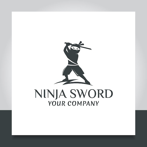 Ninja Utilisant Une épée Logo Design Personnes Masque Samouraï