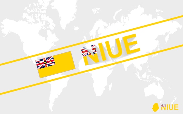 Niue Carte Drapeau Et Illustration De Texte