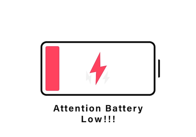 Niveau De Batterie Faible Batterie Déchargée Veuillez Charger La Batterie Illustration Vectorielle