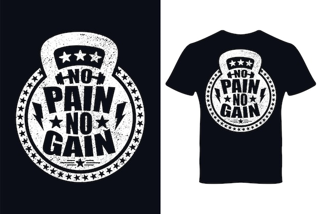 Vecteur no pain no gain gym motivation typographie lettrage