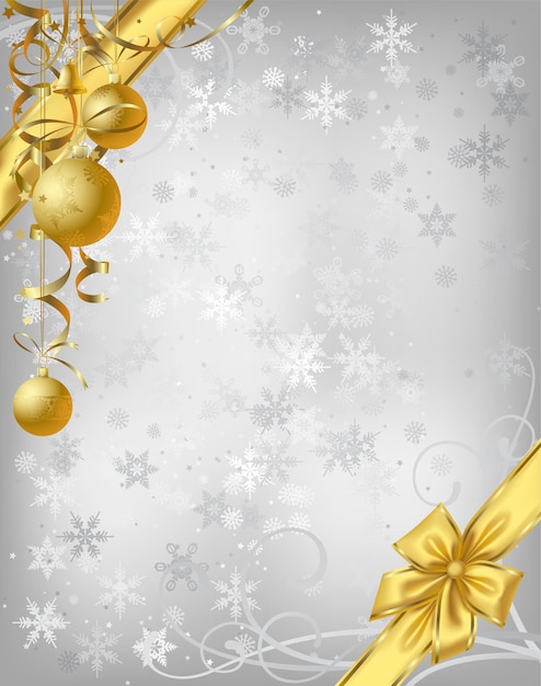 Noël en argent de vecteur avec décoration or.