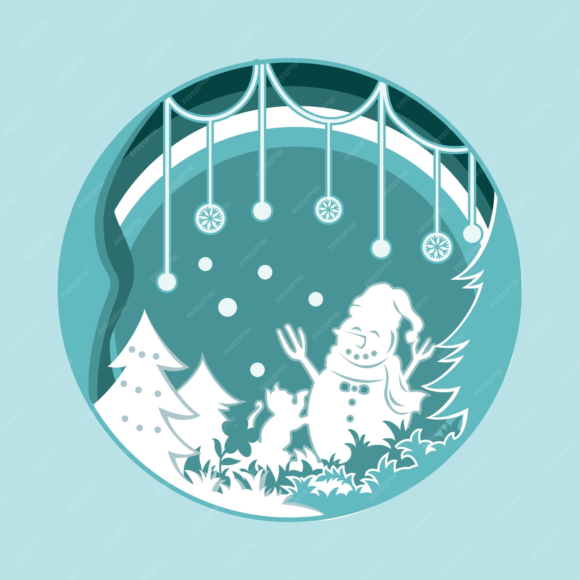 Noël bonhomme de neige Illustration SVG Vecteur Premium