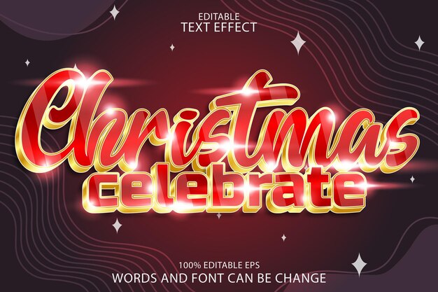 Noël célébrer le texte modifiable effet de relief de style moderne
