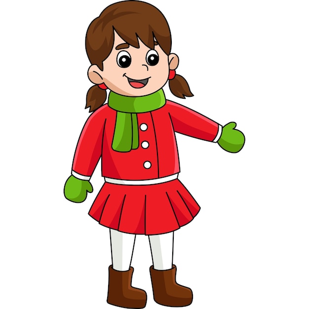 Noël, Girl, Dessin Animé, Coloré Clipart