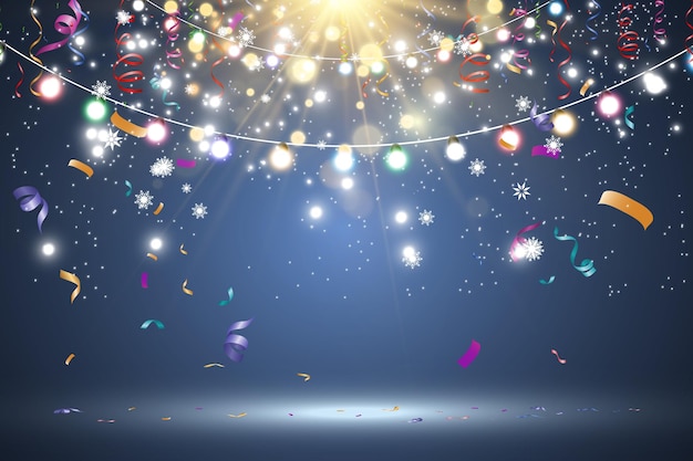 Noël lumineux, belles lumières, éléments de design. Lumières rougeoyantes pour la conception de Noël