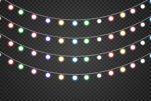 Noël lumineux, belles lumières, éléments de design. Lumières rougeoyantes pour la conception de Noël