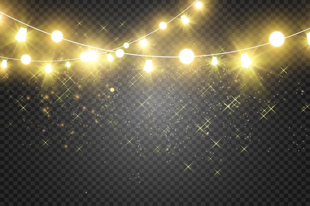 Noël lumineux, belles lumières, éléments de design. Lumières rougeoyantes pour la conception de voeux de Noël