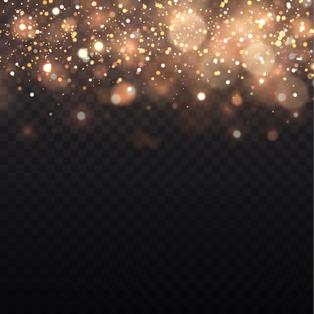 Noël or bokeh or sparkle lumière étoile poussière étincelles jaune sparkle lumières flou effet vecteur