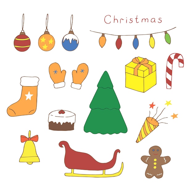 Noël set vector illustration dessin à la main