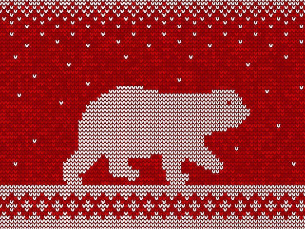 Noël tricot sans soudure de fond avec vecteur ours polaire