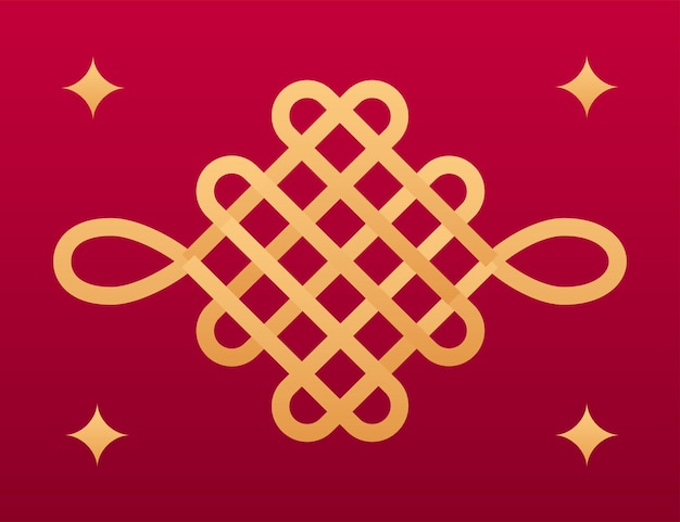 Noeud chinois motif d'élément décoratif Illustration de noeuds dorés asiatiques Élément de décoration traditionnel