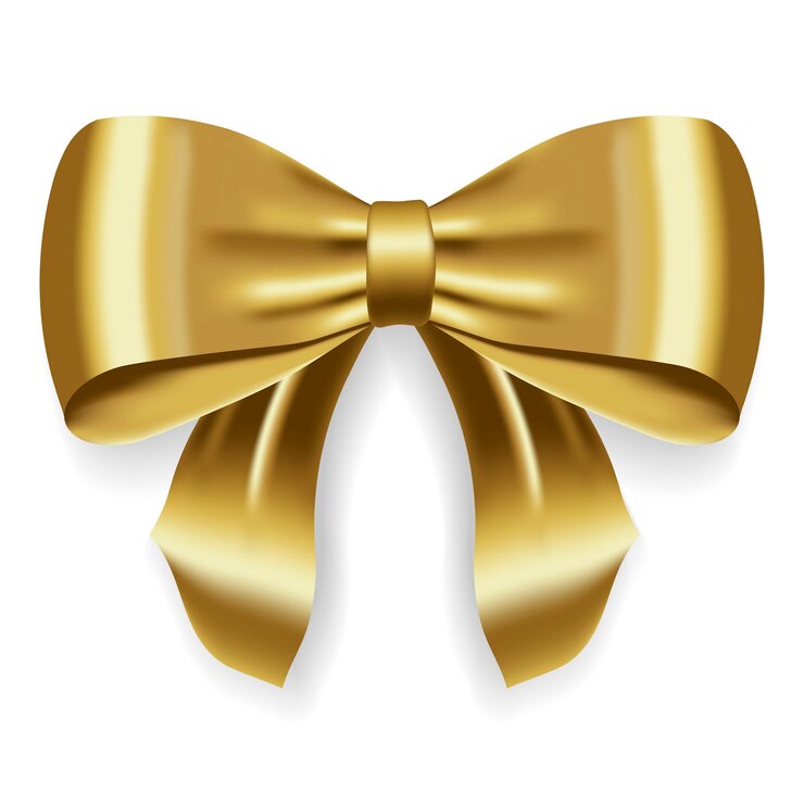 Vecteur noeud doré réaliste élément de noeud doré décoratif en satin pour les cadeaux de décoration salutations vacances
