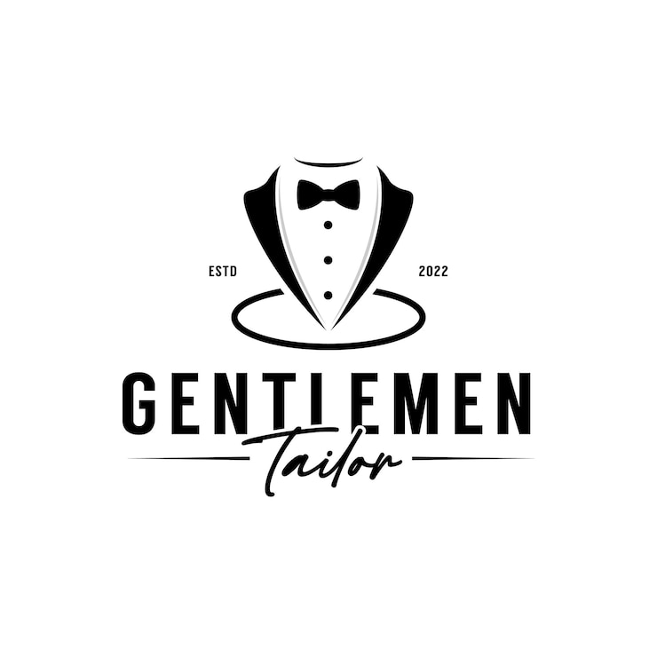 Vecteur noeud papillon costume de smoking gentleman fashion tailor clothing vintage classic logo design template