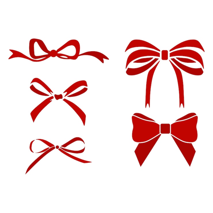 Vecteur noeuds cadeaux ruban rouge en soie avec un noeud décoratif ruban de satin de vacances de luxe réaliste pour la décoration ou l'emballage de vacances illustration vectorielle