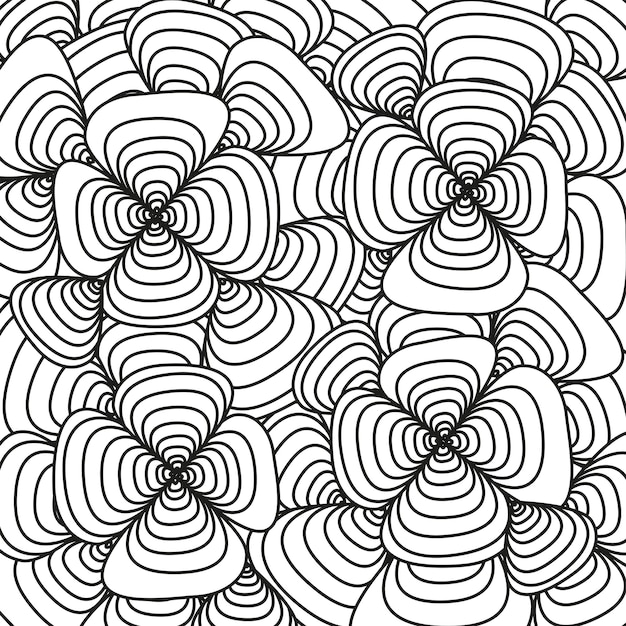 Noir et blanc vecteur doodle fond dessin au trait illusion d'optique
