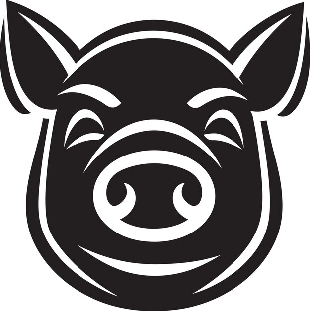 Vecteur noir hoofprint stylish pig illustrationink blotched swine dark pig vector (impression du sabot noir d'un cochon avec une illustration de cochon élégante)