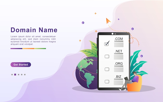 Nom De Domaine Et Concept D'enregistrement. Enregistrez Un Domaine De Site Web, Choisissez Le Bon Domaine.