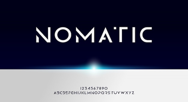 Nomatic, Une Police D'alphabet Futuriste Audacieuse Et Pointue Avec Le Thème De La Technologie. Conception De Typographie Minimaliste Moderne