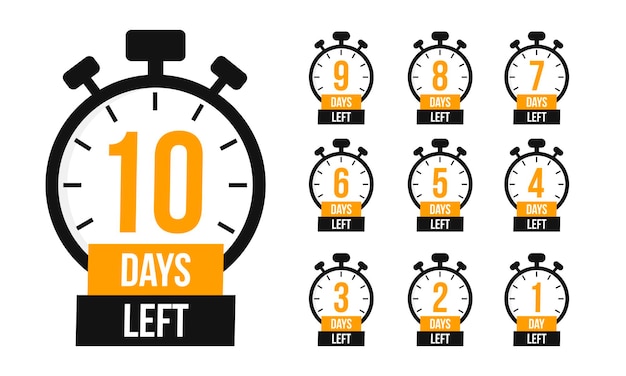 Vecteur nombre de jours restants pour signer pour une vente ou une promotion compte à rebours chronomètres réglés minuterie