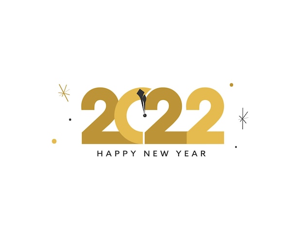 Nombre d'or 2022 avec horloge sur fond blanc pour le concept de bonne année.