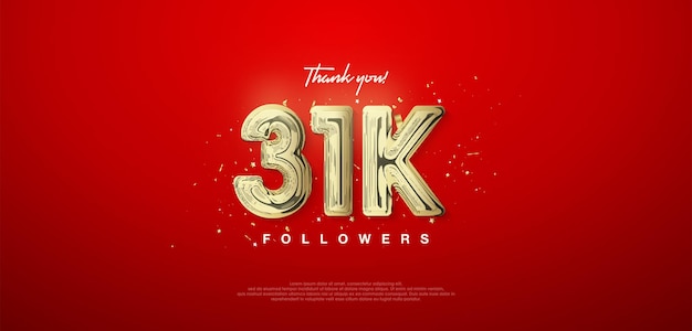 Nombre d'or de 31k merci pour les abonnés affiches postées sur les réseaux sociaux bannières