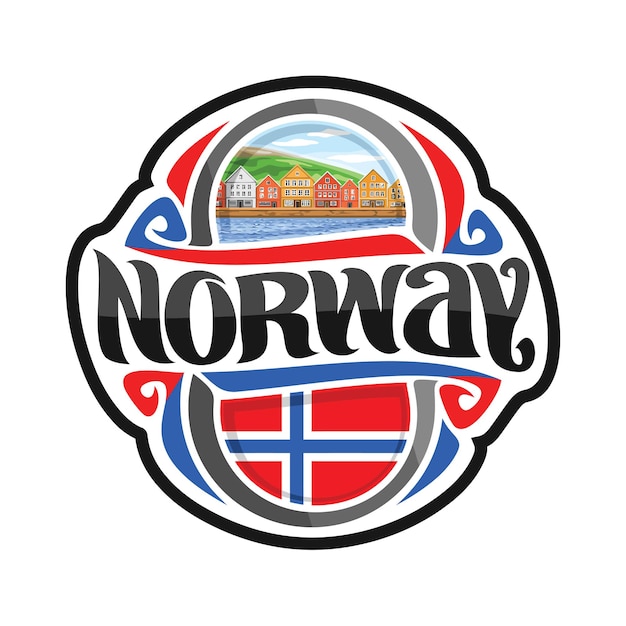 Norvège Autocollant Drapeau Logo Insigne Voyage Souvenir Illustration