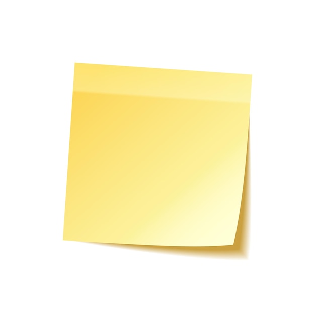 Note collante avec l'ombre isolée sur un fond transparent papier jaune Message sur papier à noter Rappel illustration vectorielle