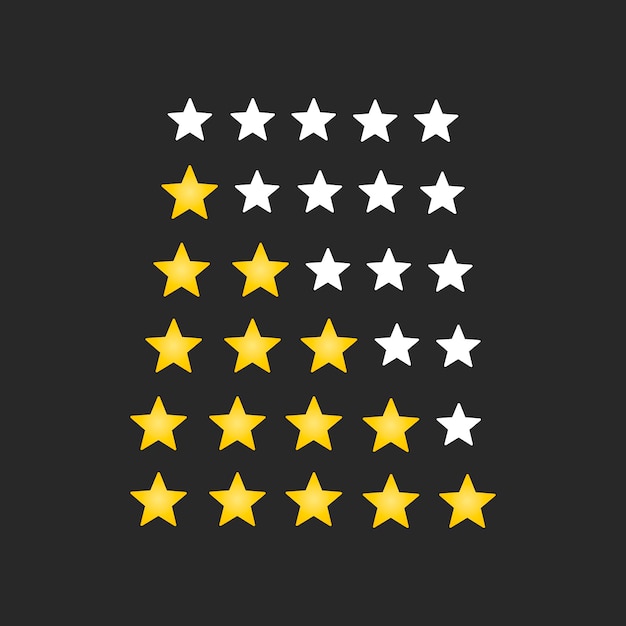 Note d'étoiles jaunes. Évaluation des commentaires dans la conception plate. Classement de la qualité. Illustration vectorielle