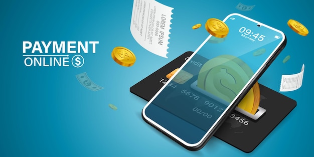 Vecteur la note de frais est sur le téléphone portablepayez les factures avec le téléphone portabledépenses d'achat en ligneboutique en ligne
