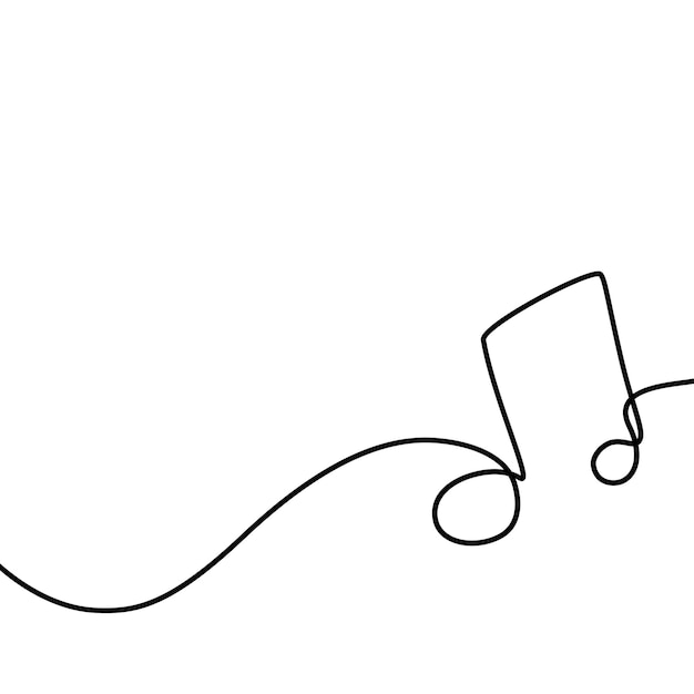 Note Ligne Illustration Dessinée à La Main Art Vectoriel Ligne Dessin Continu Icône De Musique Linéaire