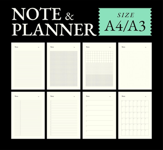 Note Mensuelle Classique Et Planificateur Format A4a3