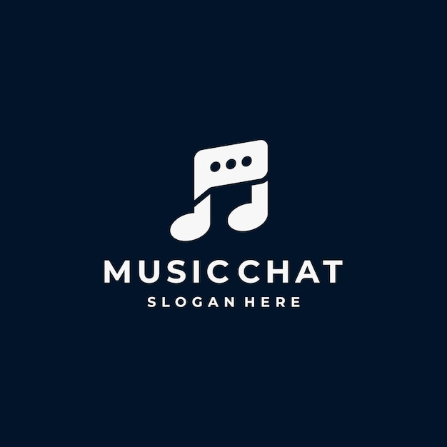 Vecteur note de musique avec chat bubble talk logo design inspiration