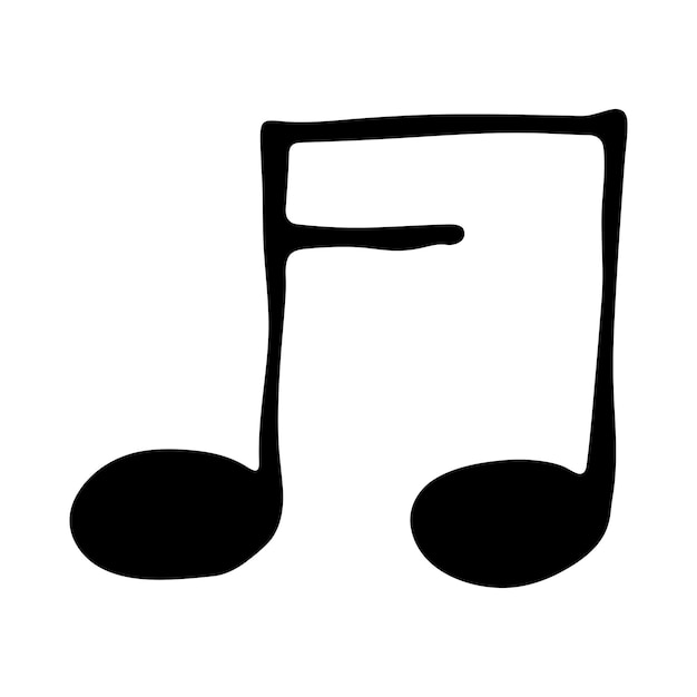 Note de musique doodle Symbole musical dessiné à la main Élément unique pour le logo de décor de conception de sites Web d'impression