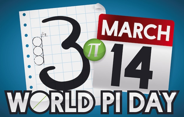 Notebook Papier Symbole De Pi Et Calendrier Formant Tous Cette Valeur Comme Rappel Pour Le Jour De Pi Le 14 Mars