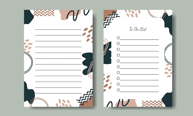 Notes de formes organiques abstraites simples à faire modèle de liste imprimable