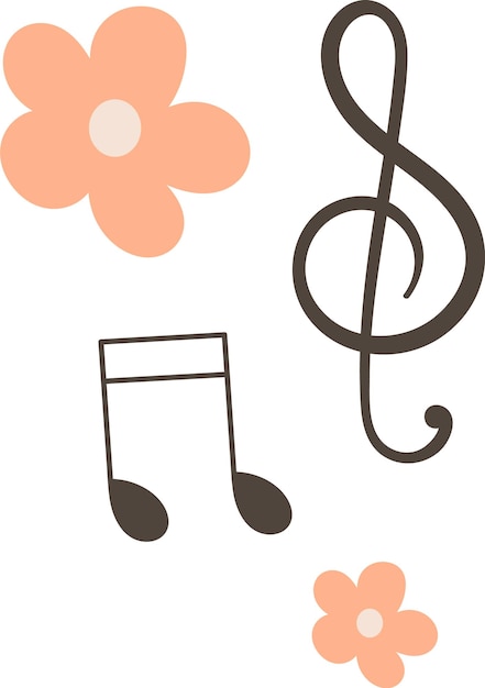 Vecteur notes de musique et motifs de fleurs