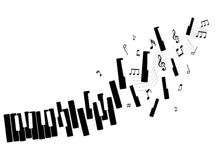 Vecteur notes de musique avec piano