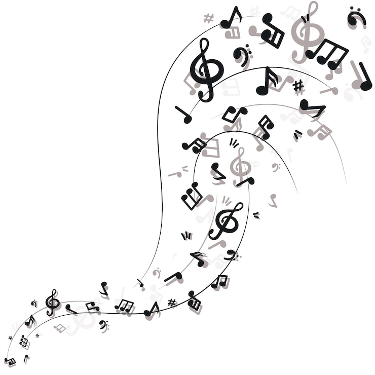 Vecteur les notes de musique tourbillonnent