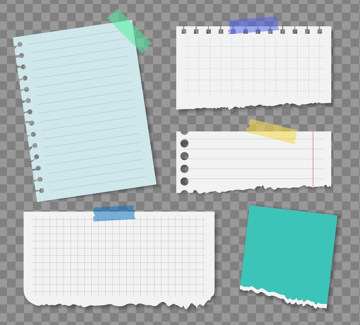 Vecteur notes réalistes isolées avec une ombre réelle remarques en papier collant carré avec des ombres page en papier