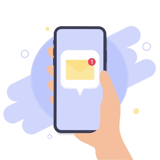 Notification D'une Lettre D'e-mail Entrante Sur Un Téléphone Mobile Envoi D'e-mails Spam Ecommerce Vecteur Plat