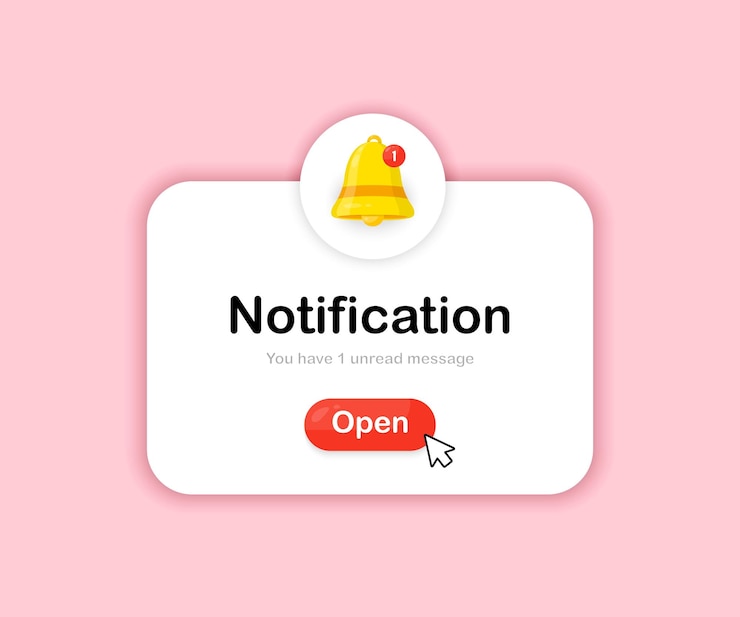 Vecteur notifications boîte de notifications push message d'alerte d'événement boîte à notifications web et avis d'annonce rappel d'événements de planification d'affaires et calendrier rappel de calendrier