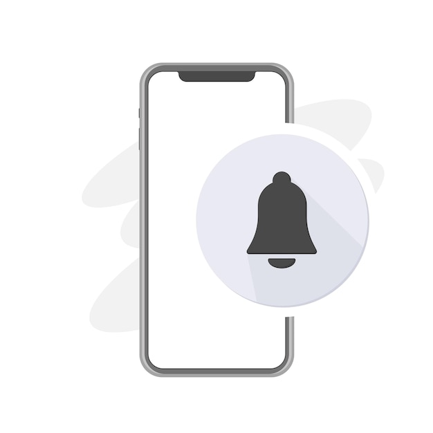 Vecteur notifications ou sons de sonnerie icône vectorielle symbole de cloche grise sur le signe d'alarme de rappel du smartphone