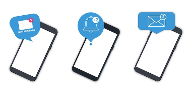 Notifications Avec Téléphone. Notification Par E-mail Non Lue. Nouveau Message Sur L'écran Du Smartphone