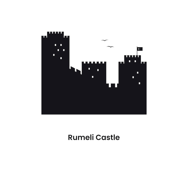 Notion D'istanbul En Turquie. Silhouette Du Château De Rumeli. Illustration Vectorielle.