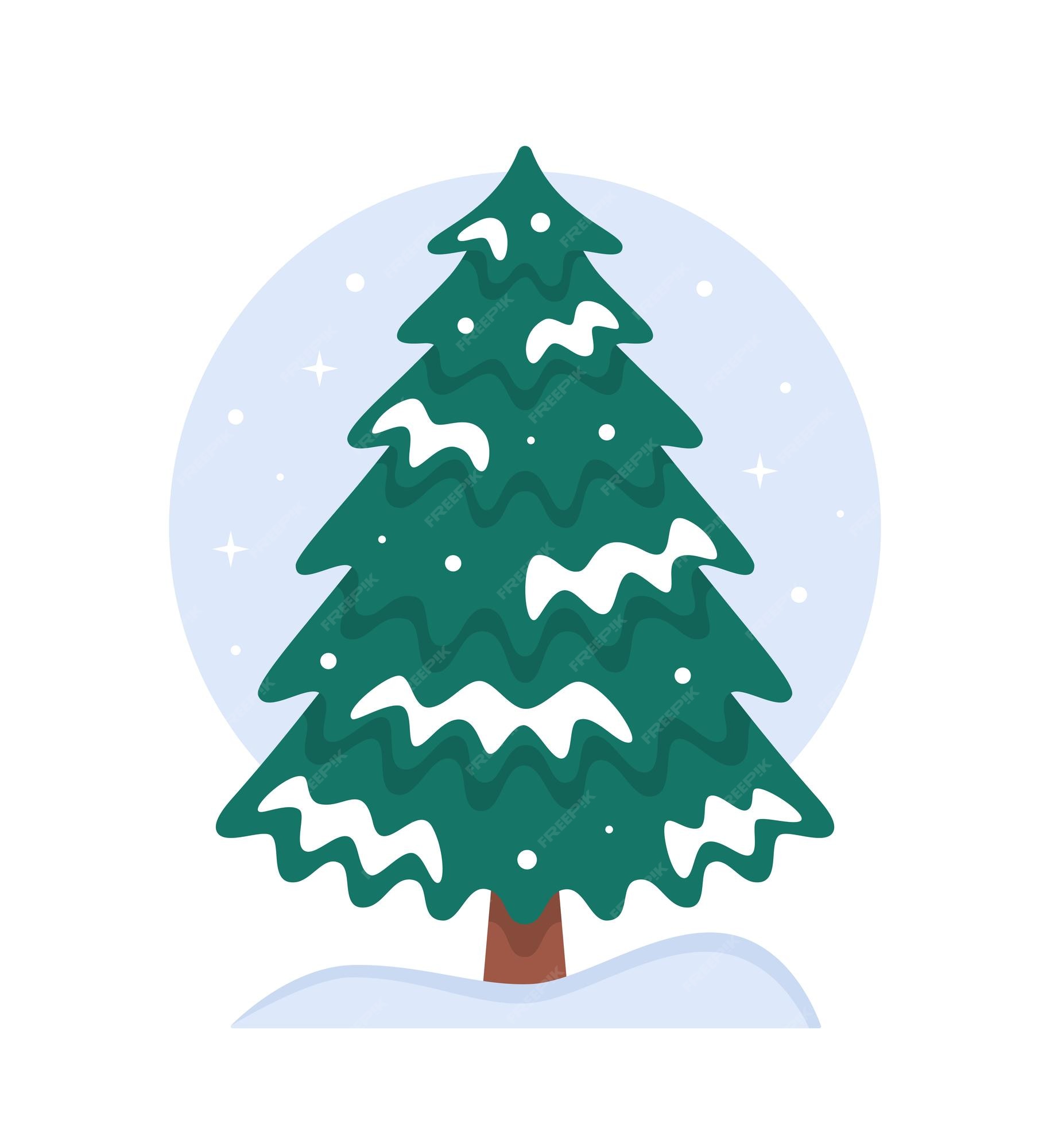 Notion De Noël. Sapin De Noël Mignon Avec De La Neige Et Des Flocons De
