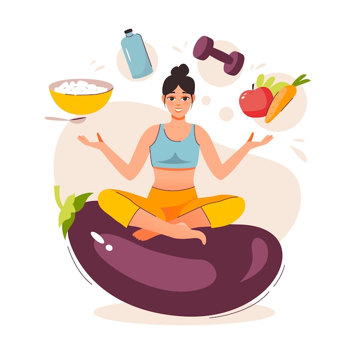 Vecteur notion de nutritionniste. programme de perte de poids. concept d'alimentation saine, planification des repas, alimentation équilibrée
