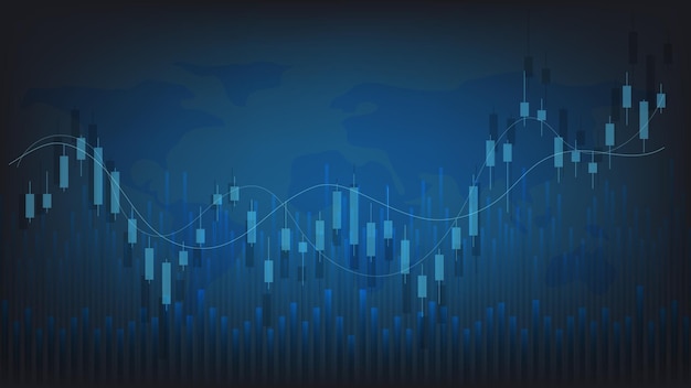 notion de situation économique. Les statistiques des entreprises financières avec un graphique en chandelier montrent le marché boursier