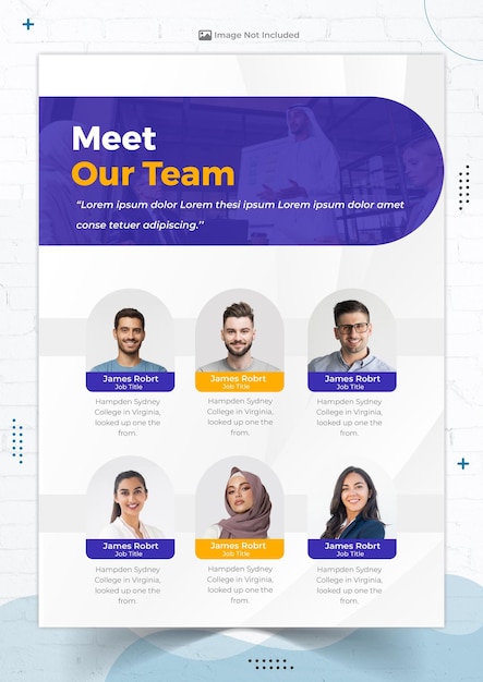 Notre modèle d'équipe a4 page pour le profil d'entreprise rapport annuel brochure personnes travail d'équipe vecteur