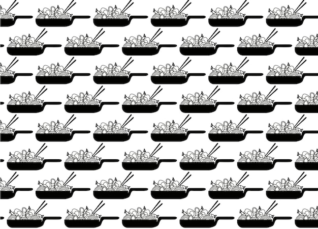 Nouilles épicées Asiatiques Dans Une Casserole. Texture De Motif.